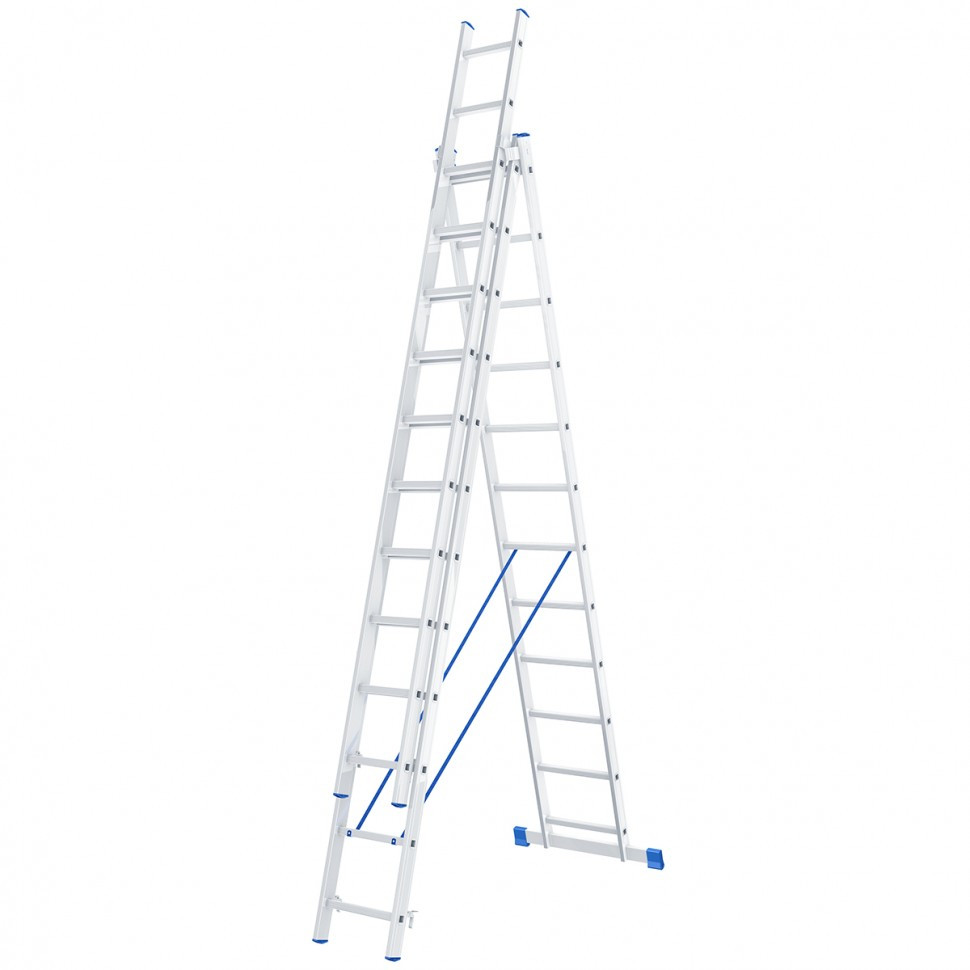 Лестница трехсекционная, 3 х 12 ступеней, алюминиевая, Россия, Сибртех