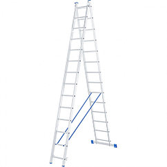 Лестница двухсекционная, 2 х 14 ступеней, алюминиевая, Россия, Сибртех
