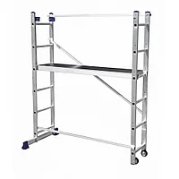 Лестница помост алюминиевая 3 в 1 ( помост, приставная лестница, двухсекционная лестница)Россия