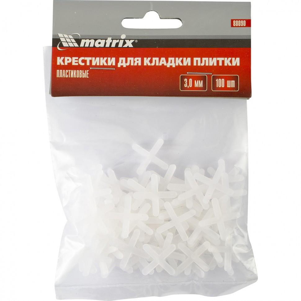 Крестики, 3.0 мм, для кладки плитки, 100 шт Matrix - фото 1 - id-p98272024