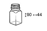 Бутылка 100мл 38мм прозрачная квадратная+крышка(300шт, 6,5кг, ДШВ75х50х40)(ВШ 90х44мм), фото 4