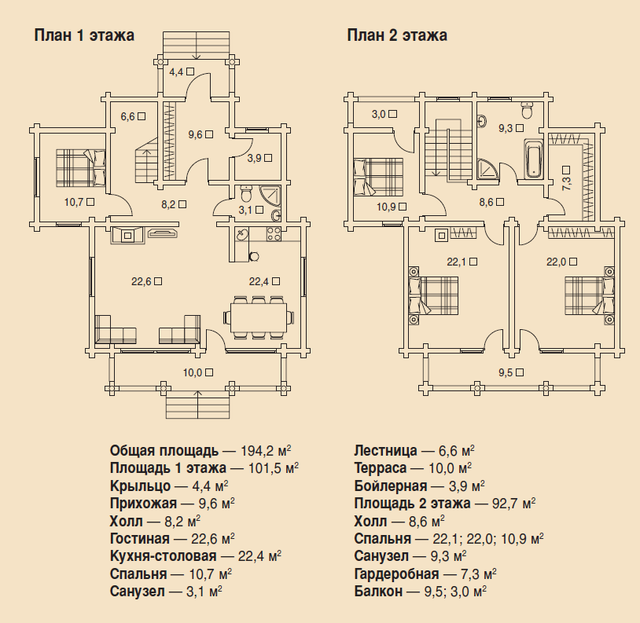 Дом из сруба -  Проект №064 план