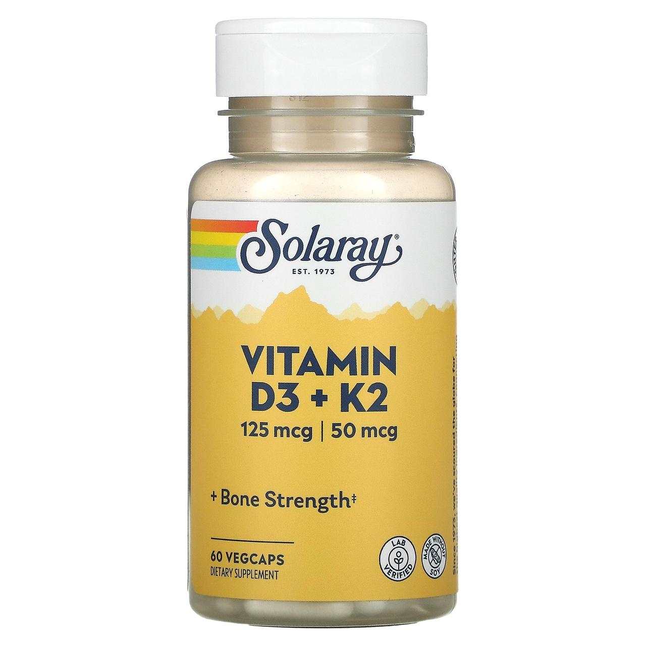 Витамины D3 и K2, без сои, 60 капсул - фото 1 - id-p98276850