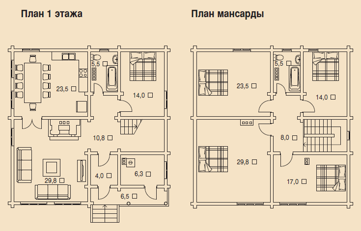 Сруб дома (оцилиндрованного бревна диаметром от 180 до 300 мм). Проект Сруба - 066 - фото 2 - id-p98297795