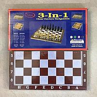 Шахматы деревянные 30 х 30 см синяя коробка