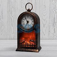 Светодиодный камин «Старинные часы» с эффектом живого огня 14,7x11,7x25 см,  бронза,  батарейки 2хС (не в