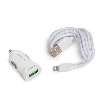 Автомобильное зарядное устройство LDNIO DL-C17 1*USB Lightning Белый, фото 3