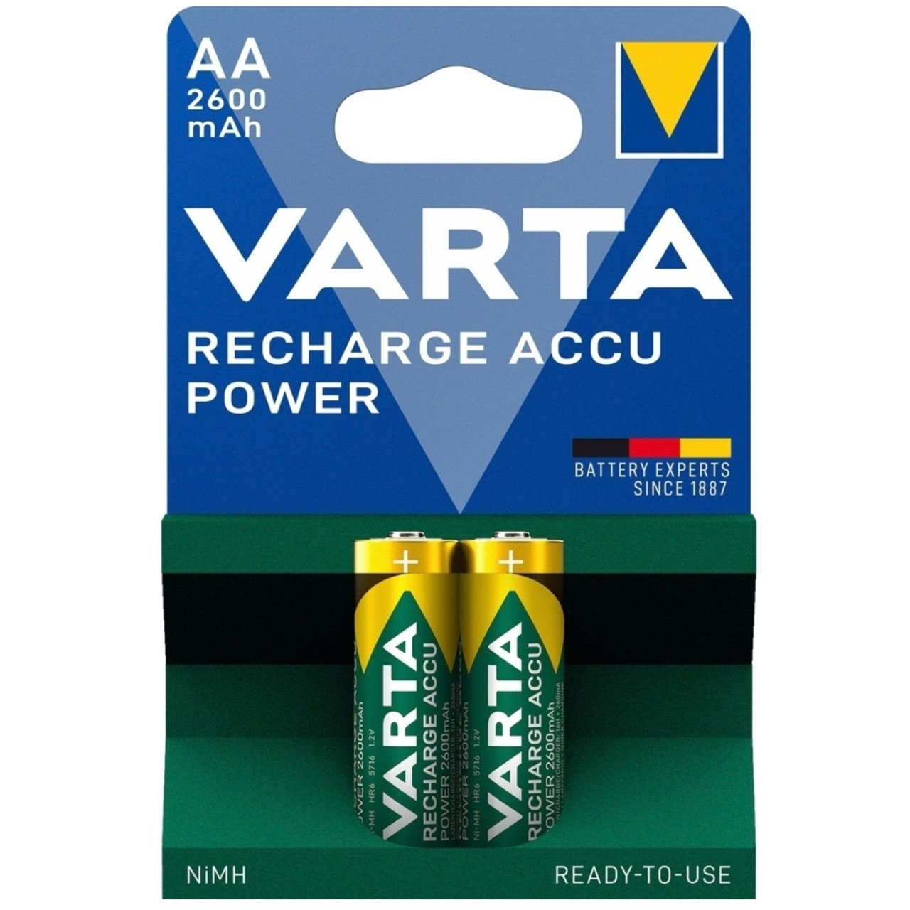 Аккумуляторы VARTA Recharge Accu Power HR6 NiMH AA 2600 mAh 1.2V, 2шт - фото 1 - id-p98351198