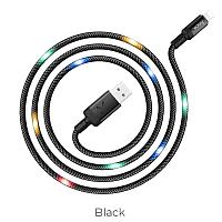 Кабель USB Hoco U63 Lightning с LED подсветкой, черный, фото 1