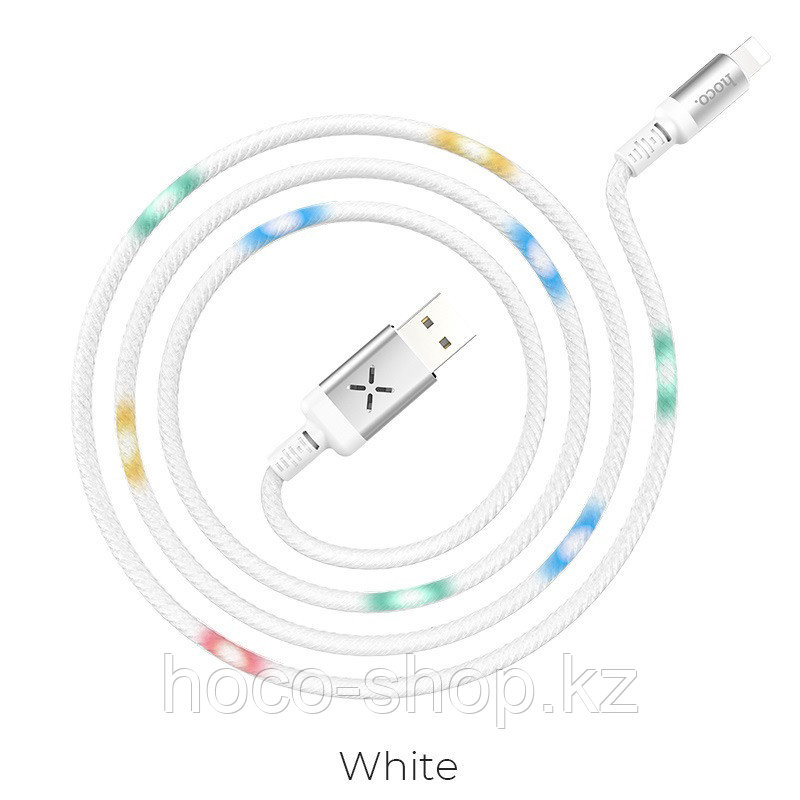 Кабель USB Hoco U63 Lightning с LED подсветкой, белый