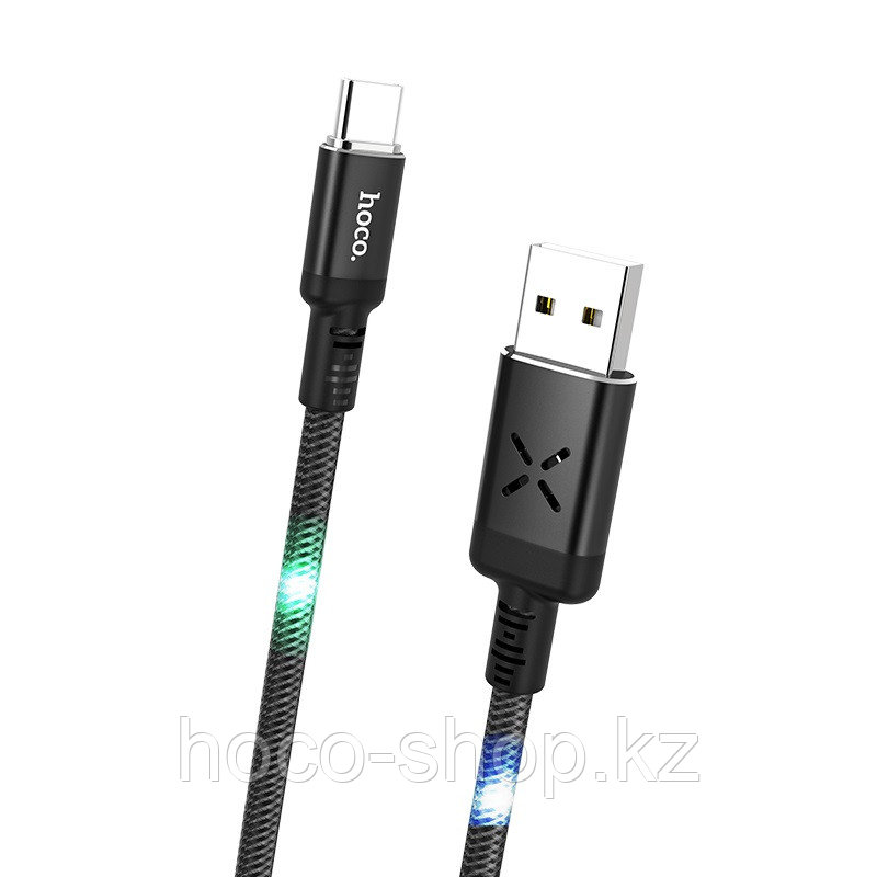 Кабель USB Hoco U63 Type-C с LED подсветкой, черный - фото 4 - id-p98362842