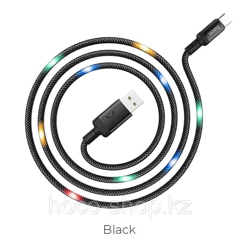 Кабель USB Hoco U63 Type-C с LED подсветкой, черный