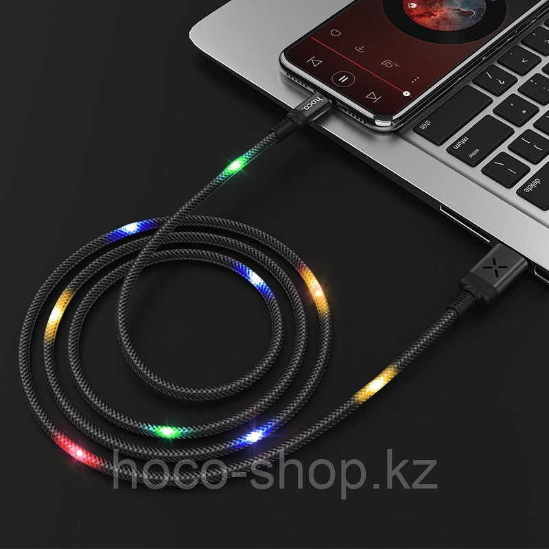 Кабель USB Hoco U63 Type-C с LED подсветкой, черный - фото 5 - id-p98362842