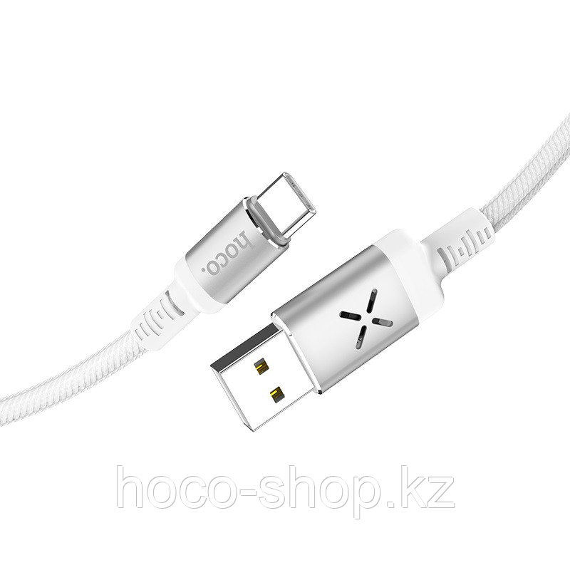 Кабель USB Hoco U63 Type-C с LED подсветкой, белый - фото 3 - id-p98362853