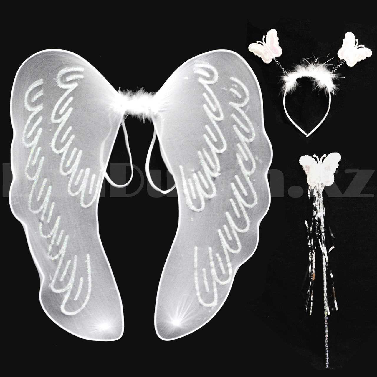 Набор ангела крылья волшебная палочка и ободок белый
