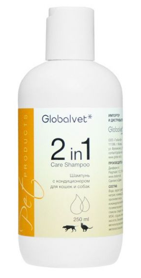 Globalvet Шампунь с кондиционером 2 in 1 Care shampoo, для кошек (ГлобалВет), 250 мл