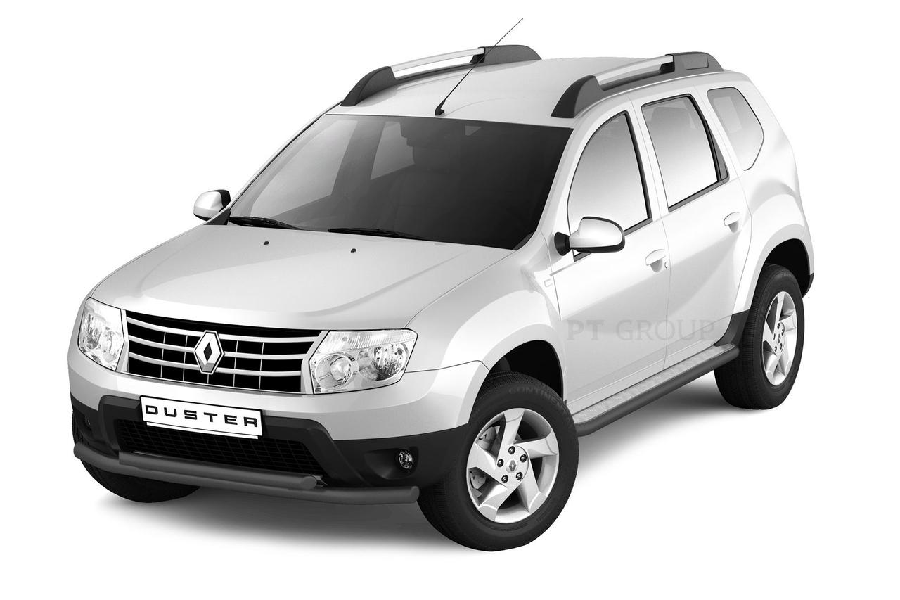 Защита порогов с алюм. площадкой Ø51мм «Эстонец» ШАГРЕНЬ (ППК) RENAULT Duster 2012-20