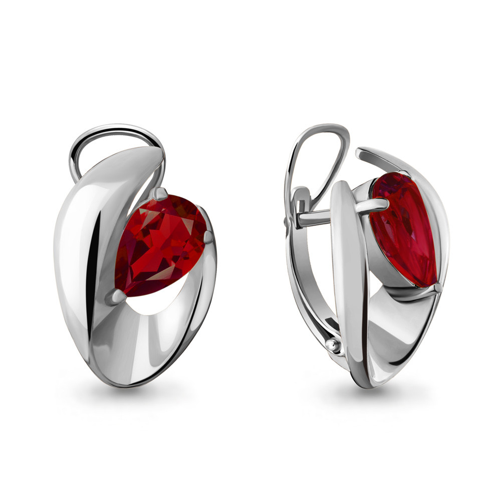 Серьги серебряные классические Aquamarine 4490103.5 покрыто родием коллекц. Лагуна