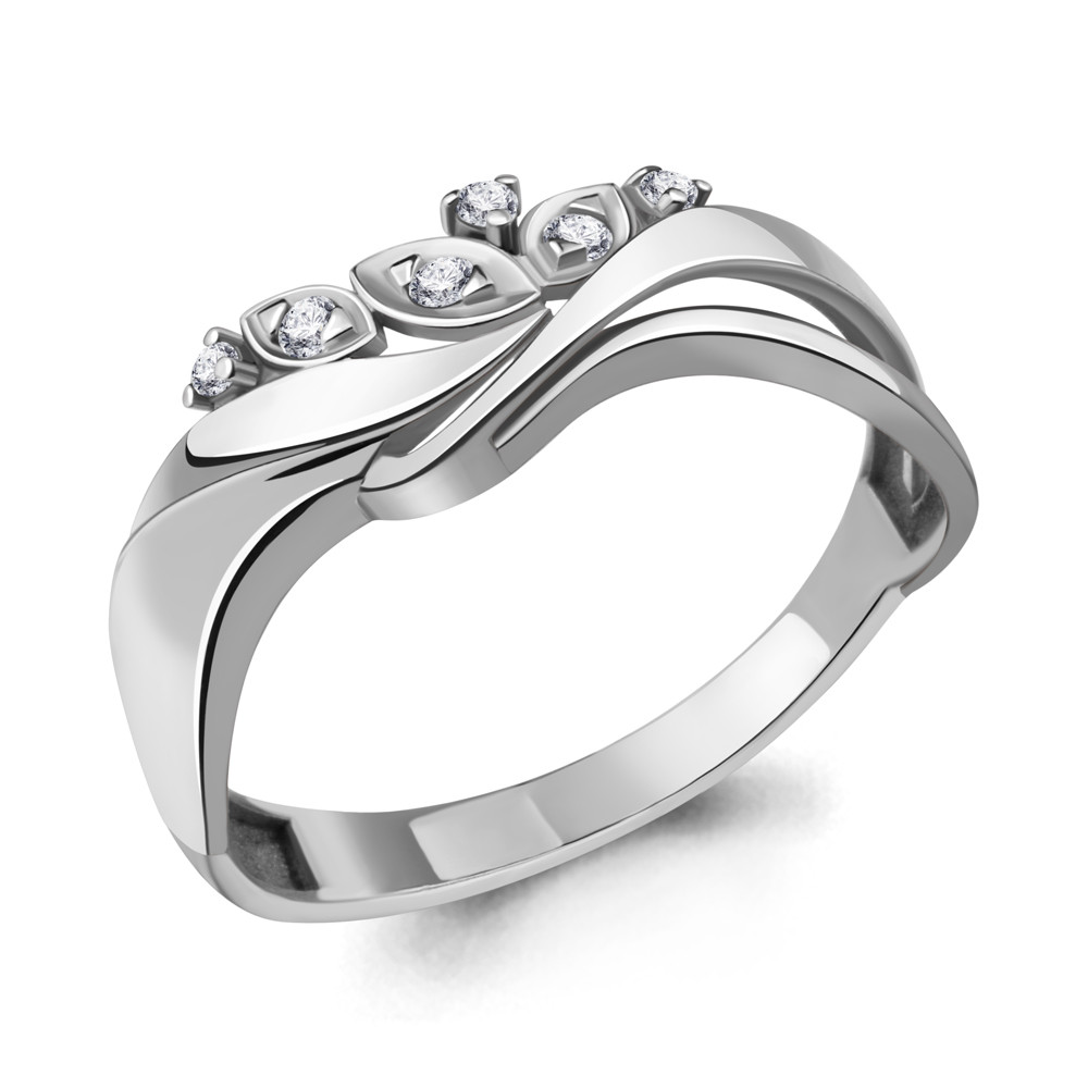 Серебряное кольцо  Фианит Aquamarine 64851А.5 покрыто  родием коллекц. Nimfa