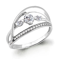 Серебряное кольцо Фианит Aquamarine 68116А.5 покрыто родием коллекц. Supreme