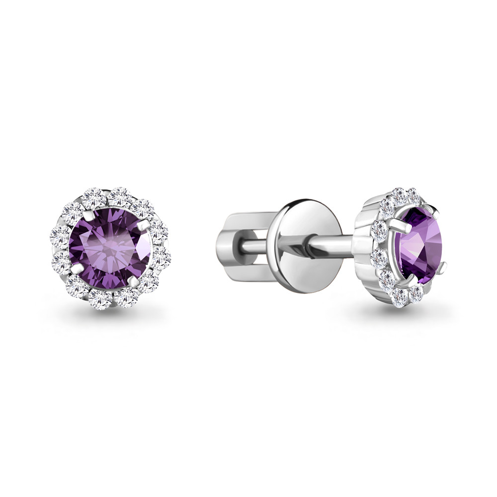 Серьги пуссеты Aquamarine 4408604А.5 покрыто родием