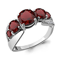Серебряное кольцо Гранат Фианит Aquamarine 6592603А.5 покрыто родием