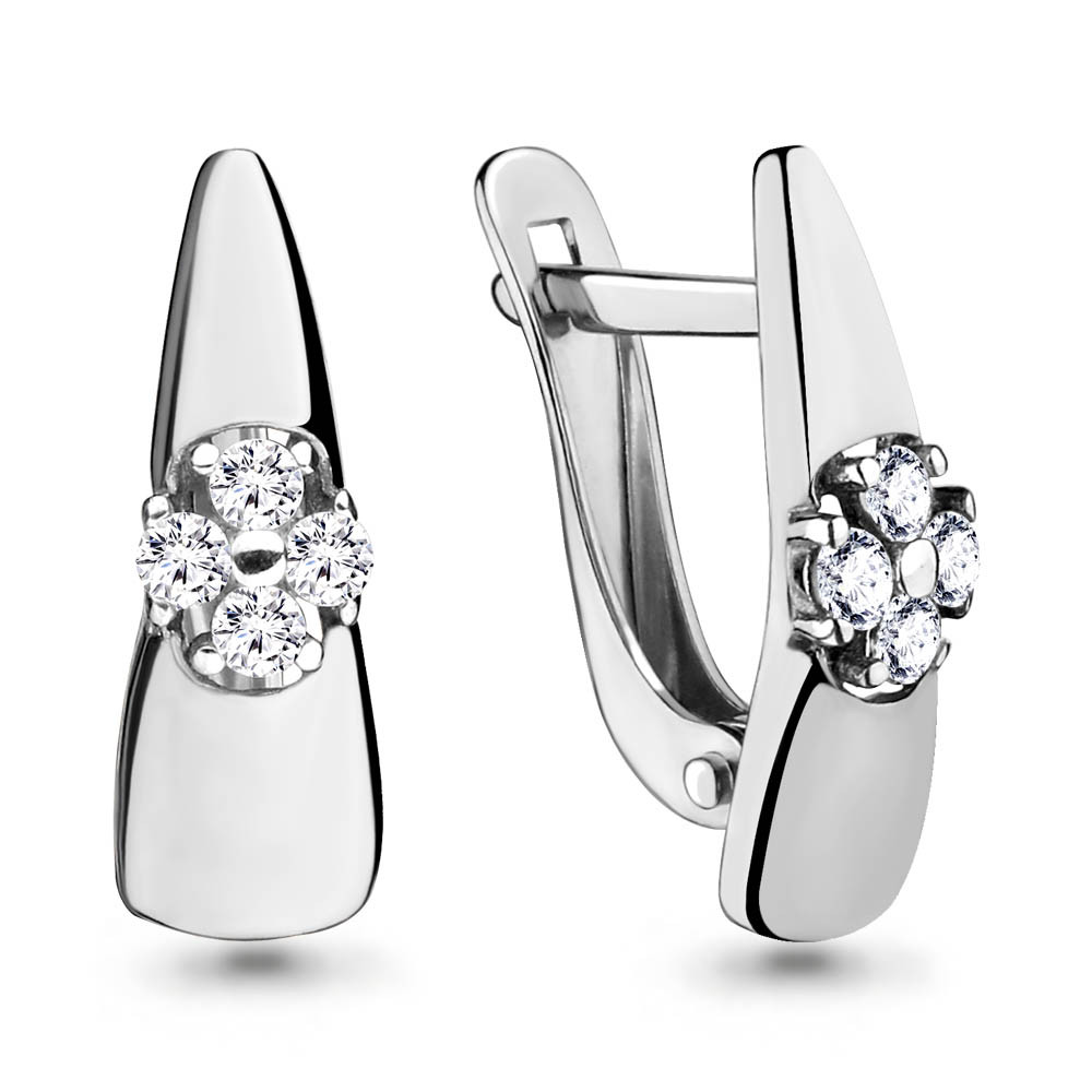 Серьги серебряные классические Aquamarine 46124А.5 покрыто родием