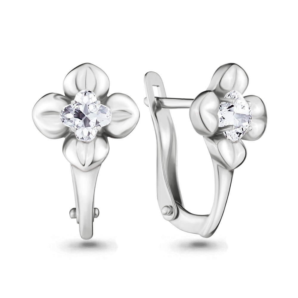 Серьги классические Aquamarine 43379.5 покрыто родием