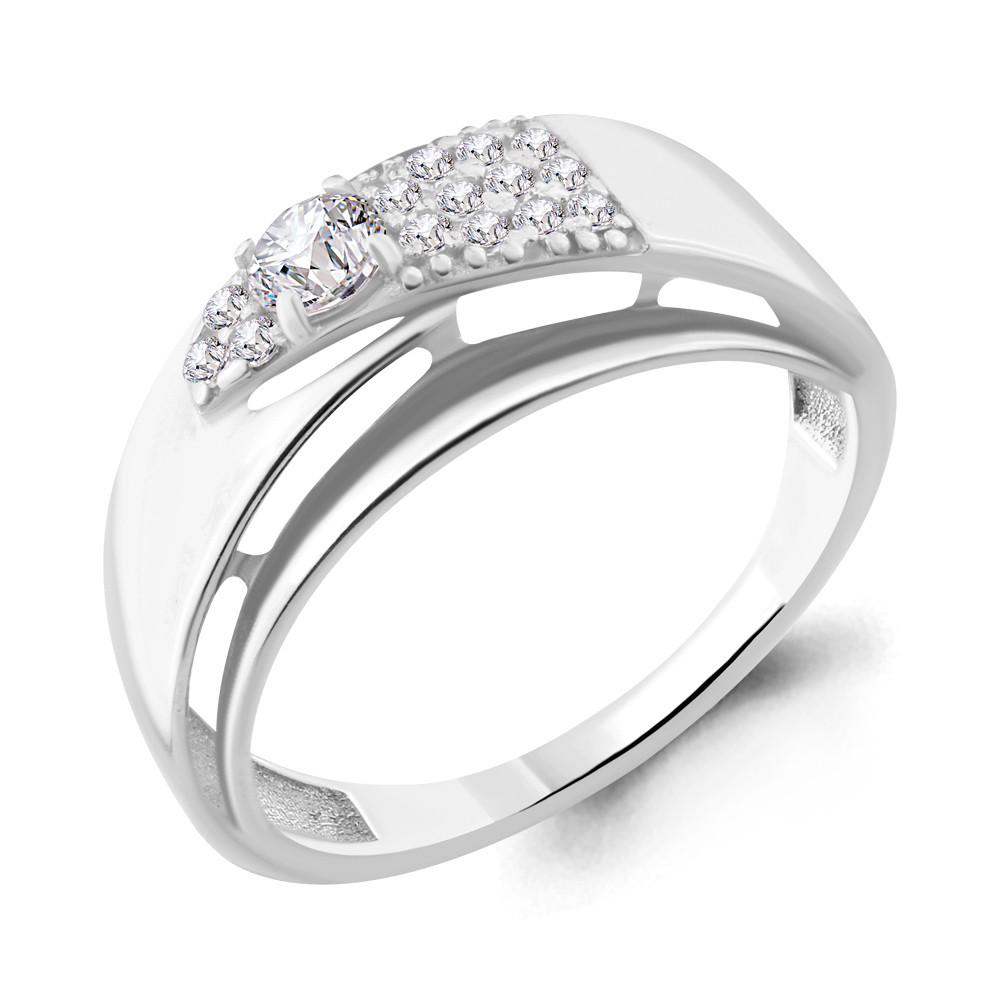 Серебряное кольцо Фианит Aquamarine 68199А.5 покрыто родием - фото 1 - id-p55010320
