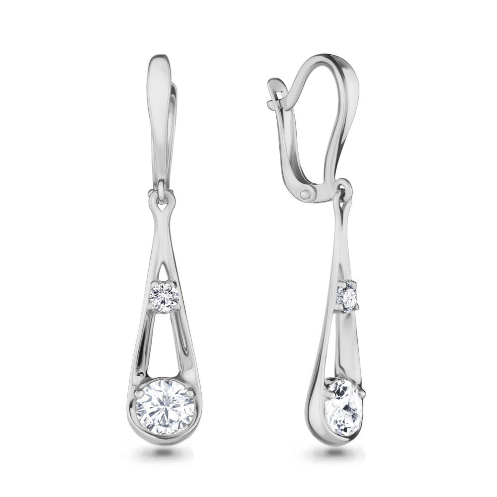 Серьги длинные Aquamarine 46263.5 покрыто родием
