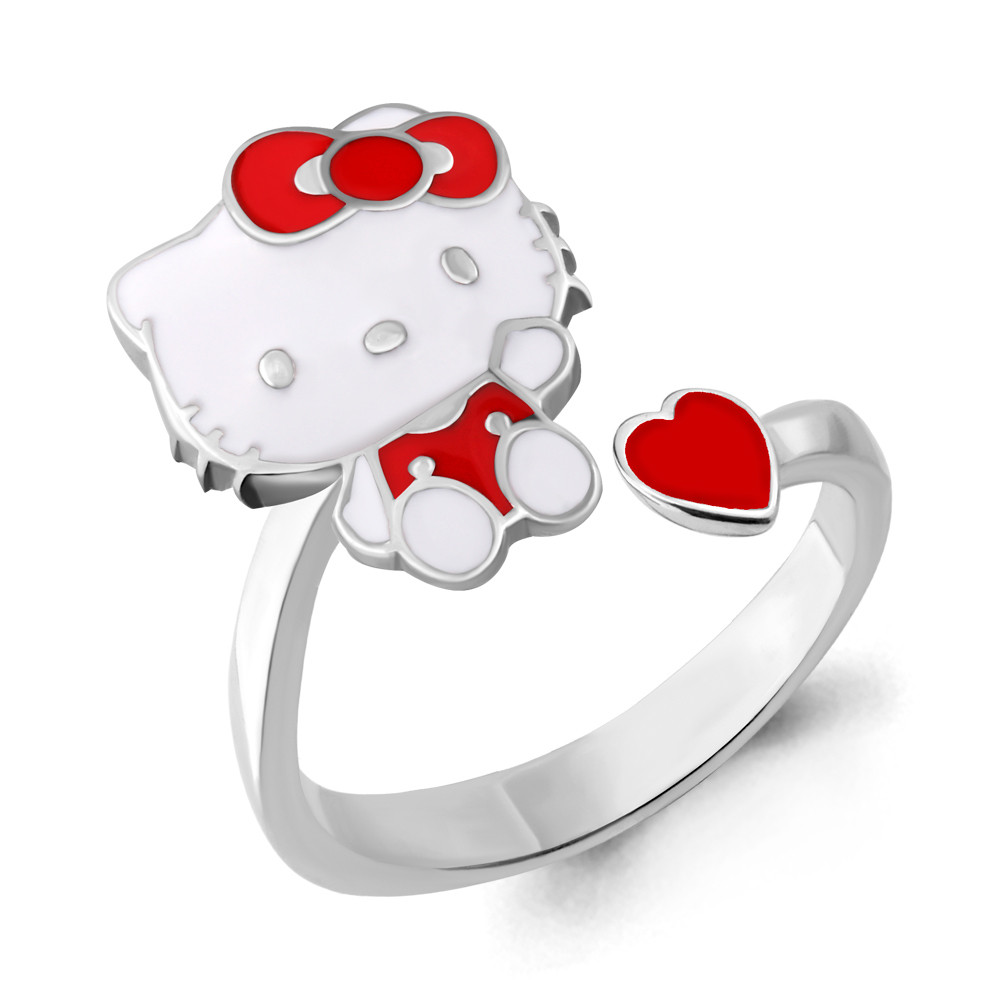 Серебряное кольцо Эмаль Aquamarine 54634.5 покрыто родием коллекц. Hello Kitty - фото 1 - id-p56857860