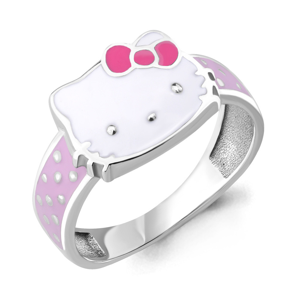 Серебряное детское кольцо Эмаль Aquamarine 54657.5 покрыто  родием коллекц. Hello Kitty