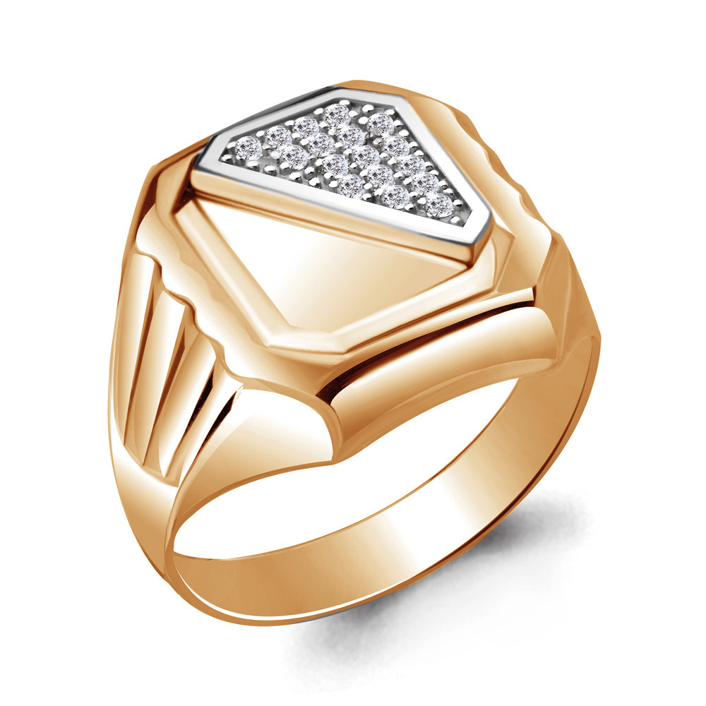 Мужское серебряное кольцо, печатка Aquamarine 62121А.6 позолота - фото 1 - id-p56864059