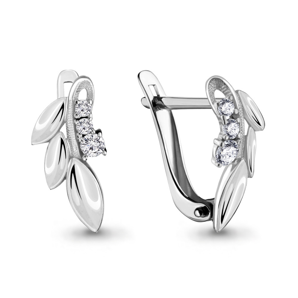 Серьги серебряные классические Aquamarine 46546А.5 покрыто родием
