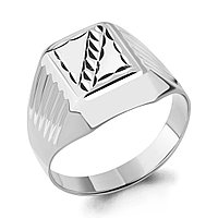 Мужское серебряное кольцо, печатка Aquamarine 51278.5 покрыто родием