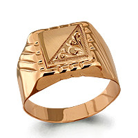 Мужское серебряное кольцо, печатка Aquamarine 53013.6 позолота - фото 1 - id-p72421999
