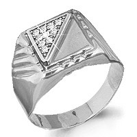 Мужское серебряное кольцо, печатка  62119А.5 покрыто  родием