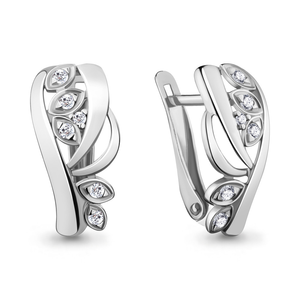 Серьги серебряные классические Aquamarine 45946А.5 покрыто родием коллекц. Nimfa