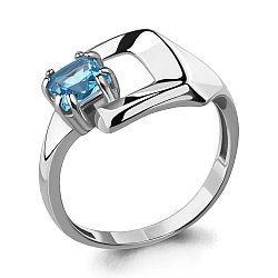 Серебряное кольцо  Топаз Свисс Блю Aquamarine 6552305.5 покрыто  родием