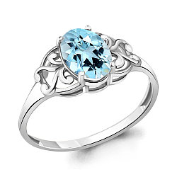 Серебряное кольцо  Топаз Скай Блю Aquamarine 6576002.5 покрыто  родием