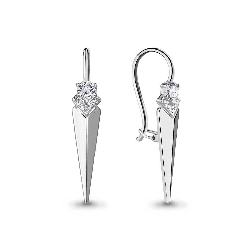 Серьги на петле Aquamarine 46812А.5 покрыто родием