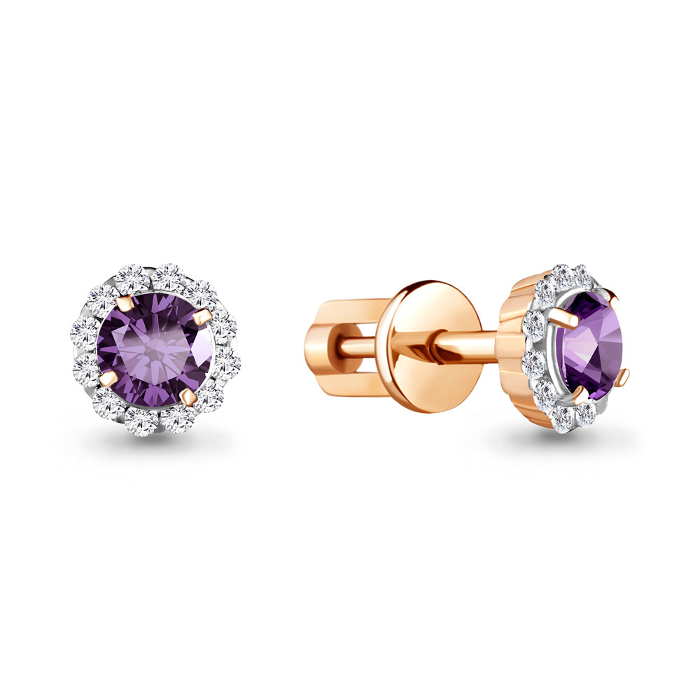 Серьги пуссеты Aquamarine 4408604А.6 позолота