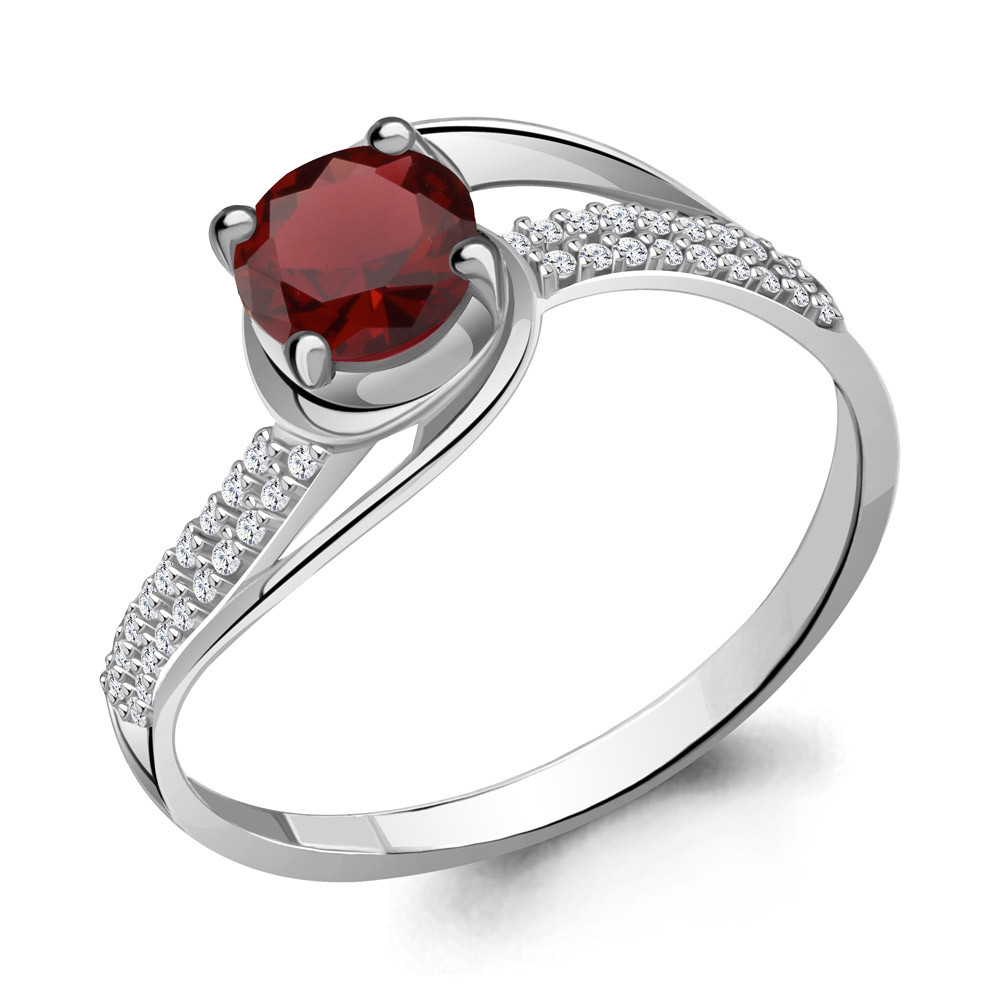 Кольцо серебряное классическое Aquamarine 6399603А.5 покрыто родием