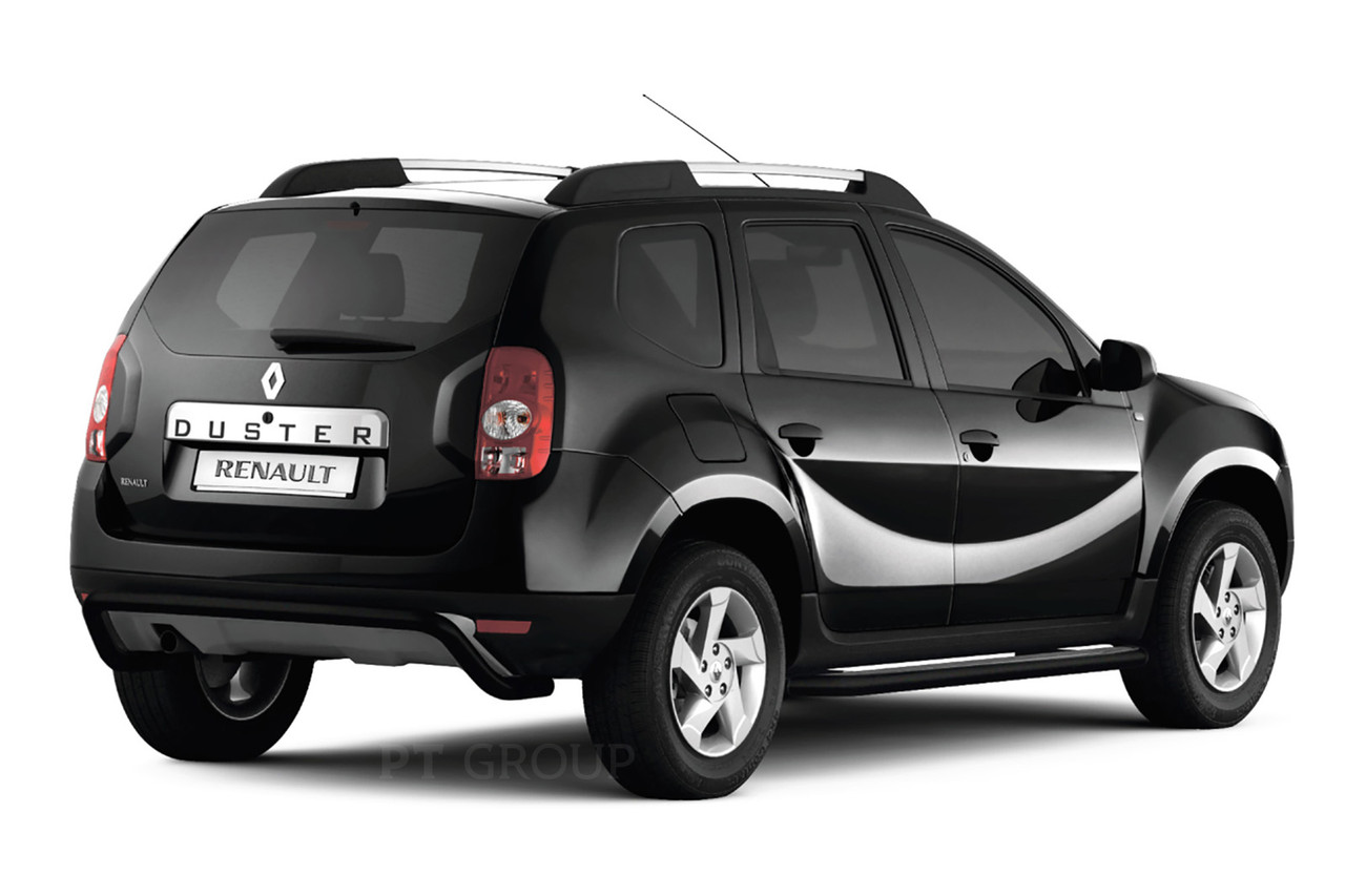 Защита порогов с алюм. площадкой Ø51мм ШАГРЕНЬ (ППК) RENAULT Duster 2012-20 - фото 1 - id-p98371846