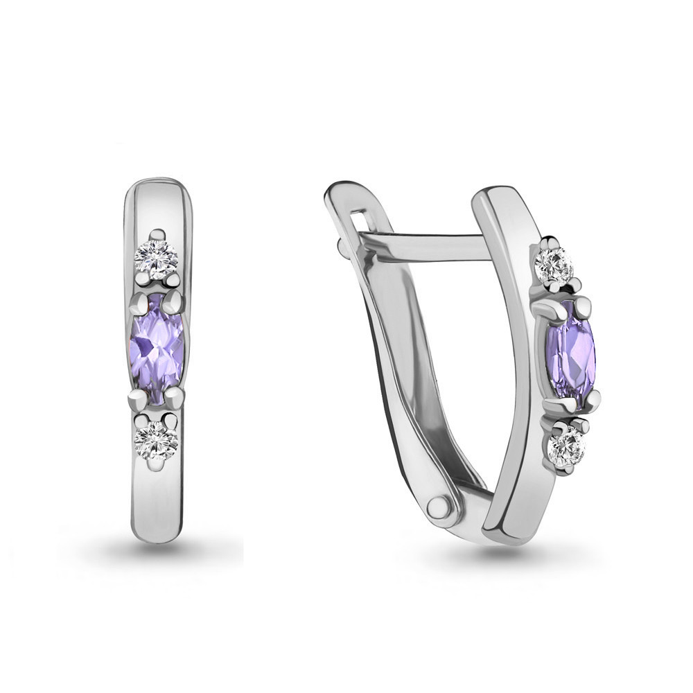 Серьги классические Aquamarine 46901Д.5 покрыто родием