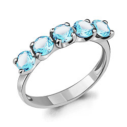Серебряное кольцо  Топаз Скай Блю Aquamarine 6526002.5 покрыто  родием