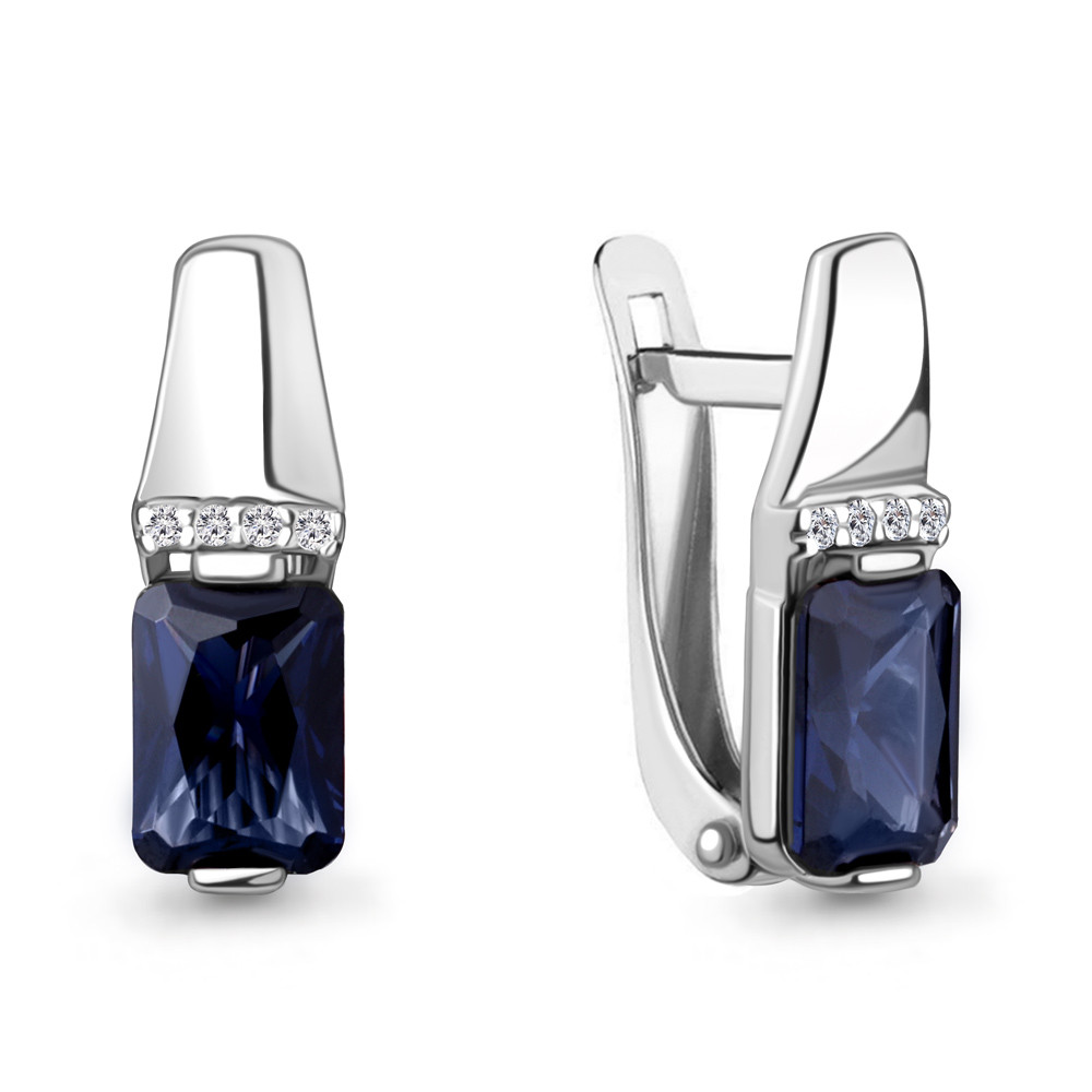 Серьги серебряные классические Aquamarine 46840АБ.5 покрыто родием