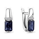 Серьги серебряные классические Фианит Наносапфир Aquamarine 46840АБ.5 серебро с родием коллекц. Клеопатра, фото 4