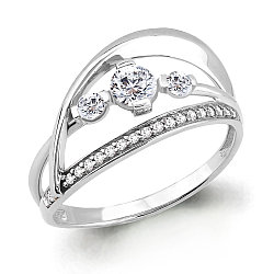 Серебряное кольцо  Фианит Aquamarine 68116А.6 позолота