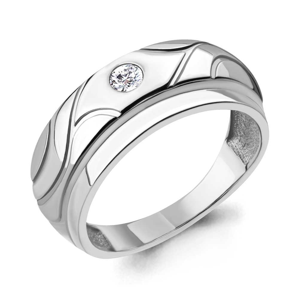 Кольцо  серебряное классическое Aquamarine 68559А.5 покрыто  родием
